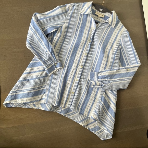 Jones New York Women’s Button down Collared Shirt Size Medium Blue/white VGUC - Picture 7 of 12